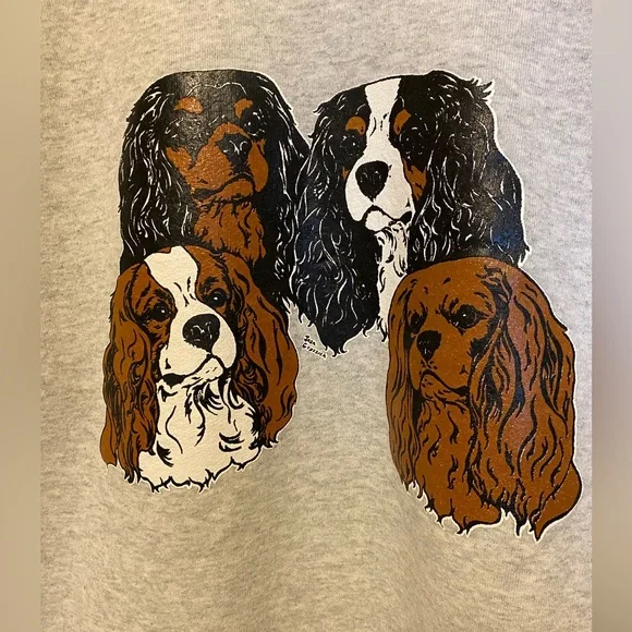 Fruit of the Loom Gray Cavalier King Charles Spaniel Graphic Sweatshirt - Picture 3 of 5